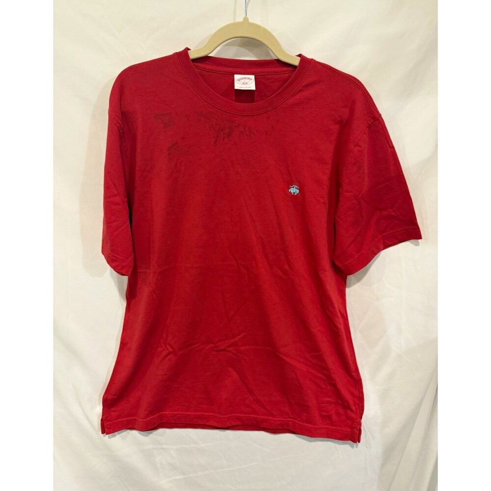 Brooks Brothers 346 Mens Large Red Cotton T-Shirt Embroidered Fleece Logo L